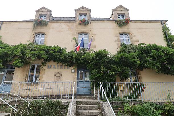 Town hall, exterior view, village of Rochefort-en-Terre, Morbihan department, Brittany, France