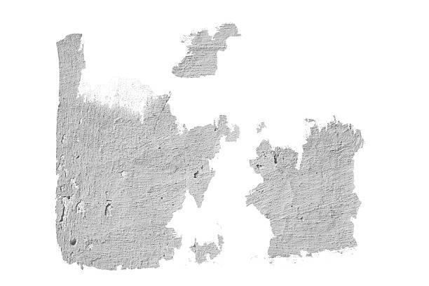 Old cement wall with damaged surface detail with white background