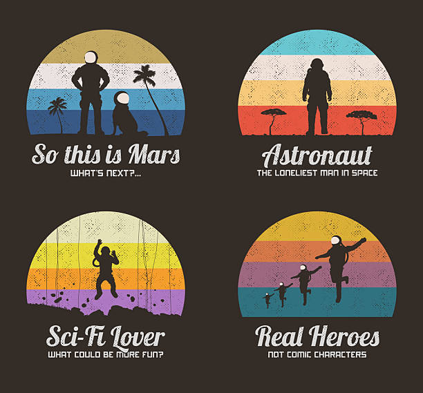 Flying astronaut. Silhouette of man with dog. Sci Fi