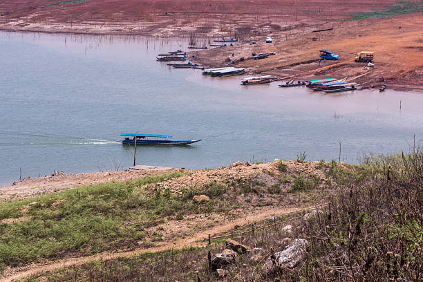 Ship sailing at Mae Ngad dam in Chiangmai Thailand