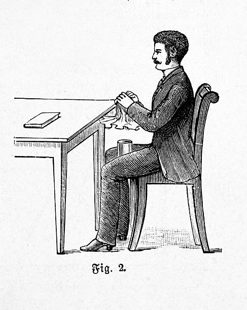 Detailed lineart showing a person in profile handling a cylindrical object and a piece of fabric. This instructional illustration suggests a scientific or mechanical demonstration.