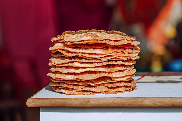 Stack Of Flat Crispy Papad At Pushkar Fair