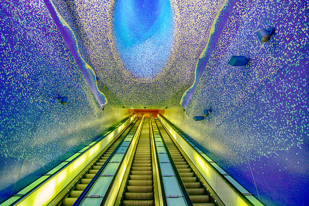 Interior of Toledo metro station in Naples, Italy