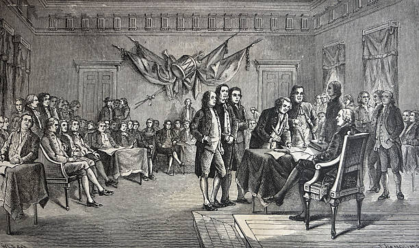 Antique illustration pre 1900 - signing of the Declaration of Independence