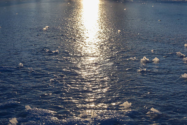 sea ice natural scenery in winter, closeup of photo