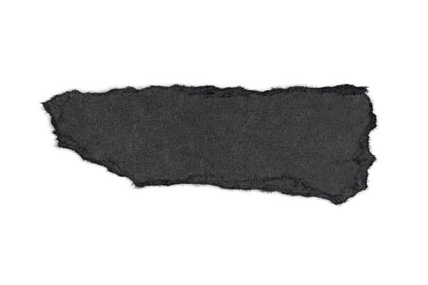 Black Ripped Torn Paper Isolated on White Background