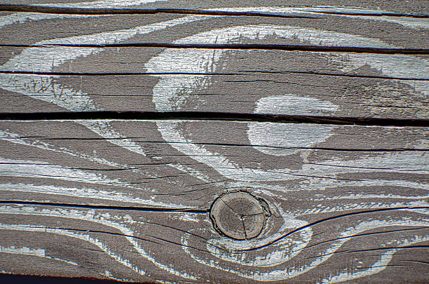 Close-up of painted wooden planks with abstract designs. Use this image for artistic texture
