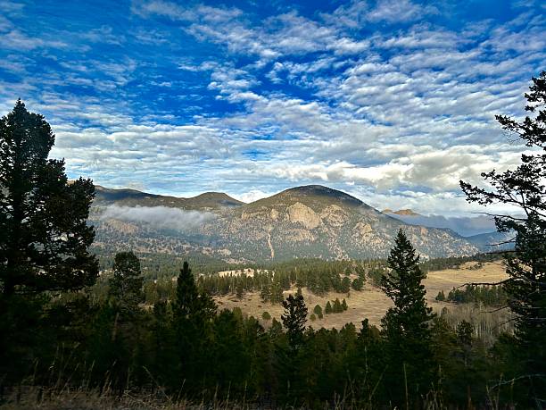 Driving through Rocky Mountain National Park on an autumn day.