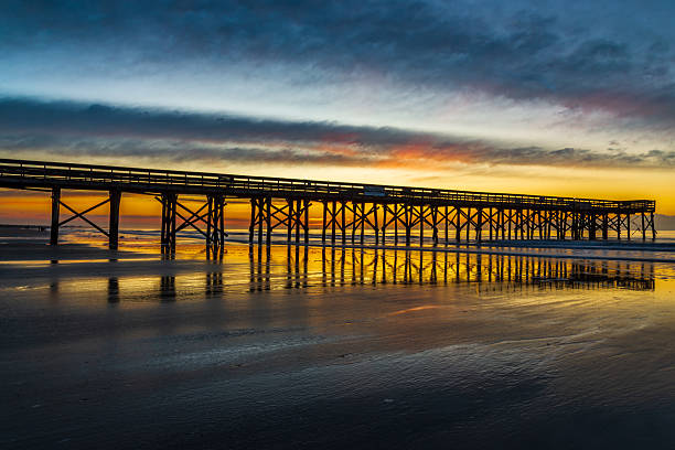 Sunrise  at the beach pier in Charleston