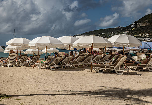 Philipburg, Sain Maarten Caribbean, January 15, 2025 People doing various activities on the island  of Philipburg, Sain Maarten in the Caribbean