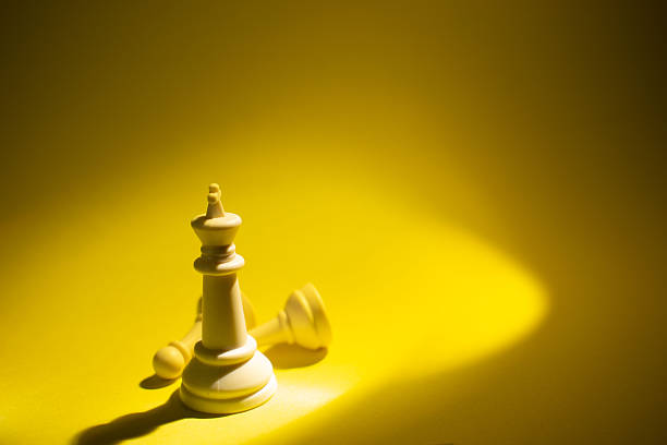 Chess pieces arranged as a metaphor for business strategy, planning and decision making. Conceptual image representing leadership, intelligence, competition, risk management and corporate thinking, ideal for business, marketing and education content.