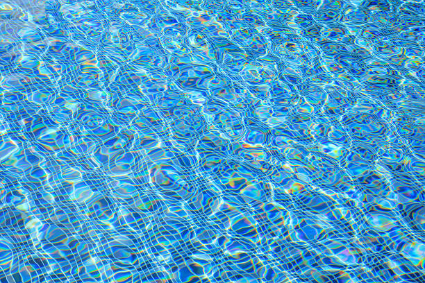 Swimming pool with blue crystal clear water surface and ripple wave background