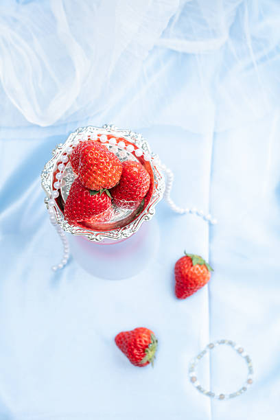 Dreamy strawberries on a blue background
