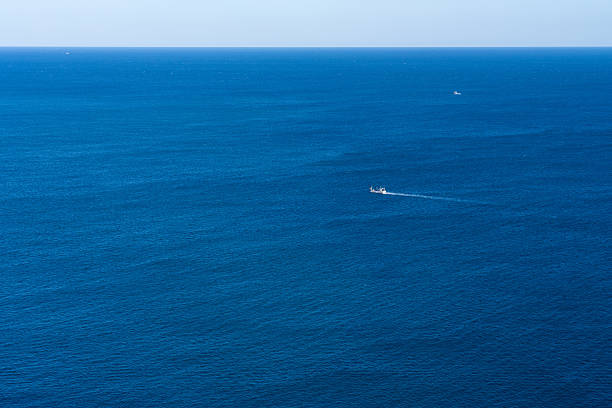 idyllic seascape viewed from Udo Peak in Jeju Island, South Korea