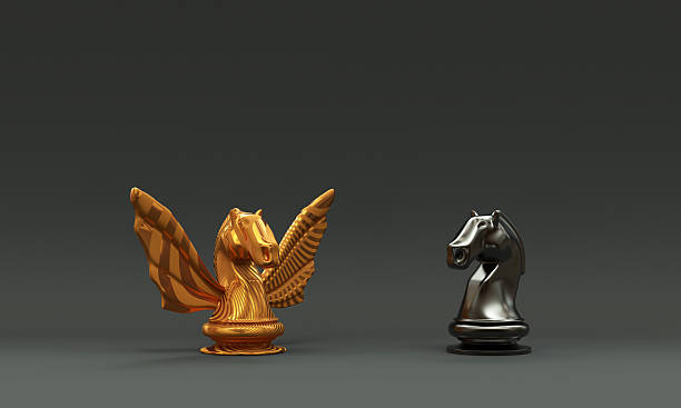A chess piece with wings and an ordinary chess piece