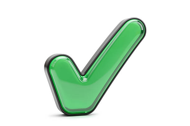 3d rendering of a stylized green checkmark with a dark outline representing verification and correctness.