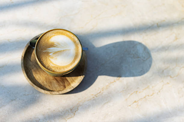 Latte at the table at cafe