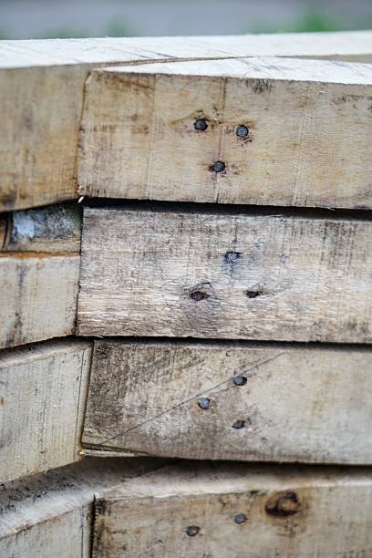 istock Construction timber traditional beam joints manually assembled structure and nail details 2259359619