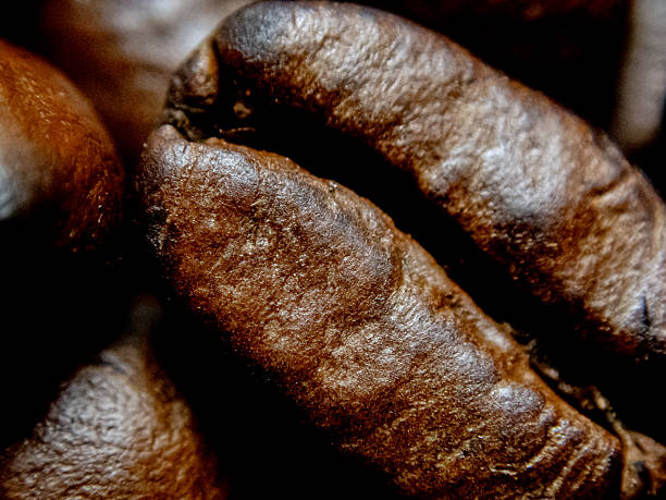 close up roasted espresso coffee beans