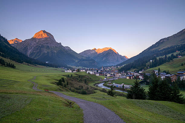 Panoramic image of Tirol mountains close to Lech, Arlberg, Austria