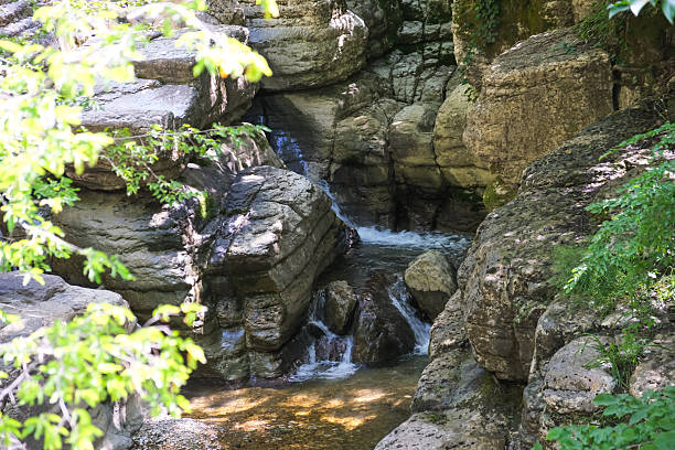 istock Stream in limestone gorge with pools and waterfalls, Georgia 2259398850