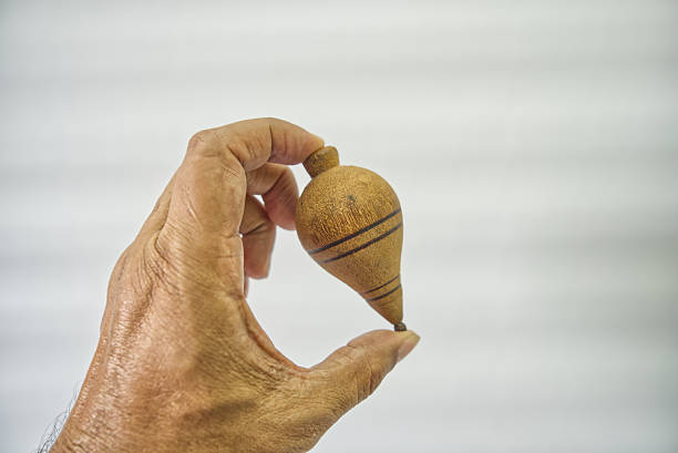 Old-fashioned children's toy: spinning top