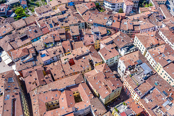 Panoramic aerial view of Riva Del Garda, Lago Di Garda, Veneto, Italy