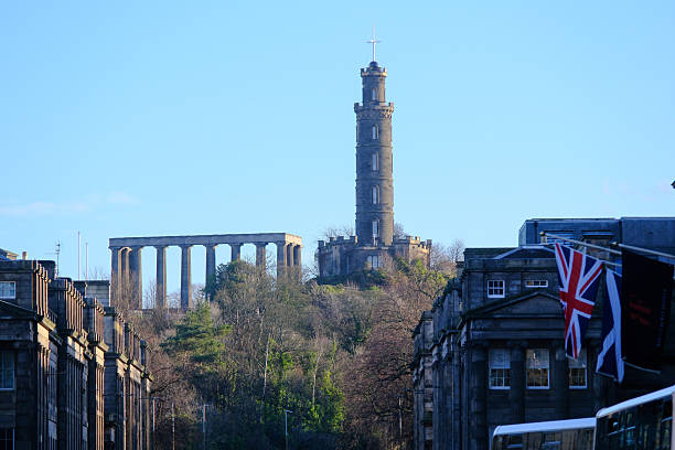 Edinburgh, Scotland - 28 JAN 2025 - The Nelson monument on Calton Hill in Edinburgh