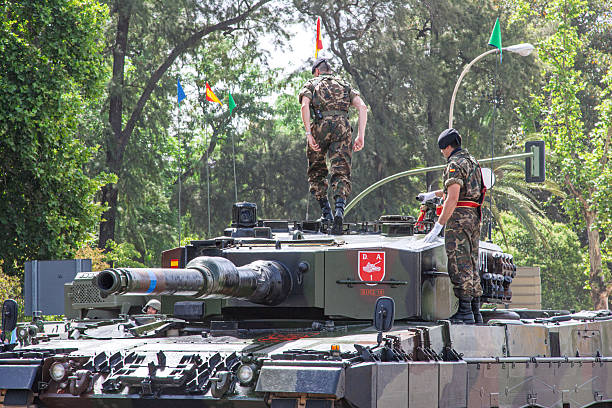 Wilayah Persekutuan, Putrajaya, Malaysia - Aug 29 2018: Soldier in tank salute during procession National day.