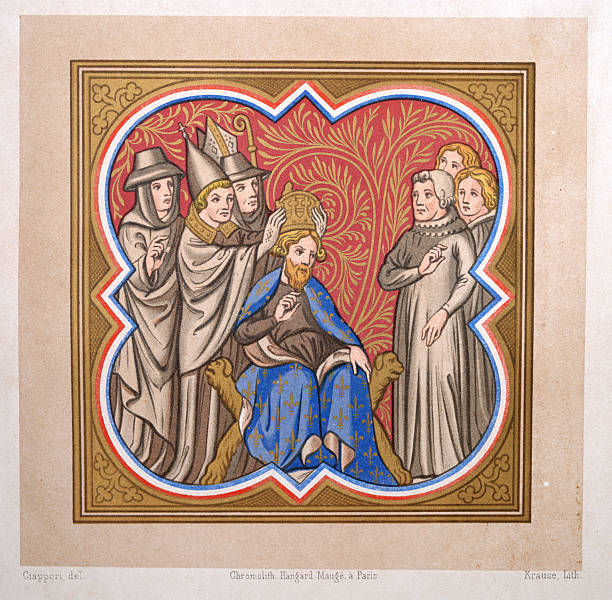 Medieval art history, Coronation, Bishop crowning a king, French, 14th Century