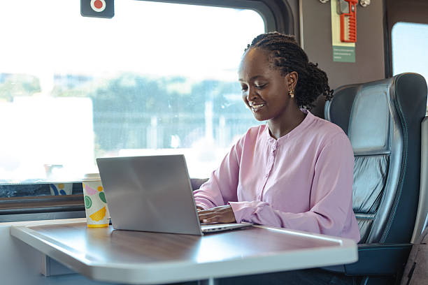 istock A young woman on a train working on her laptop, enjoying a peaceful commute and productive ride 2259447925