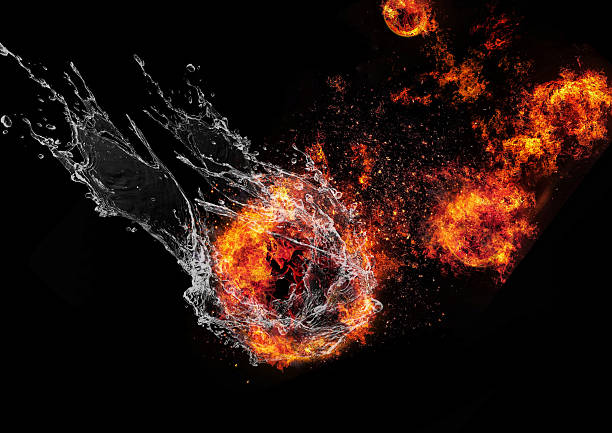istock 3D rendering background of fire and water merging 2259511567