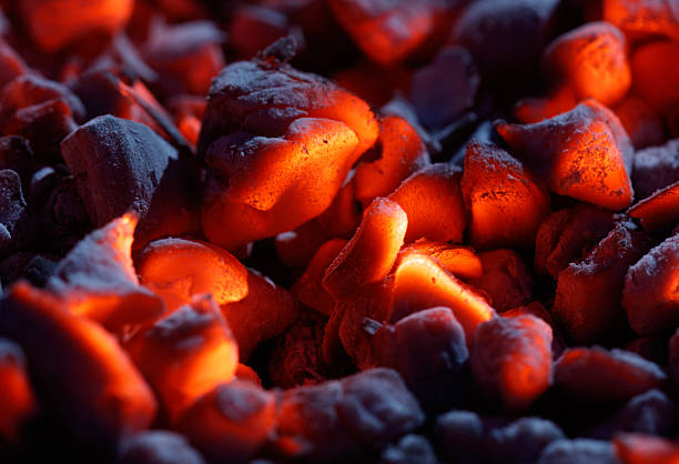 Burning charcoal as an abstract background.