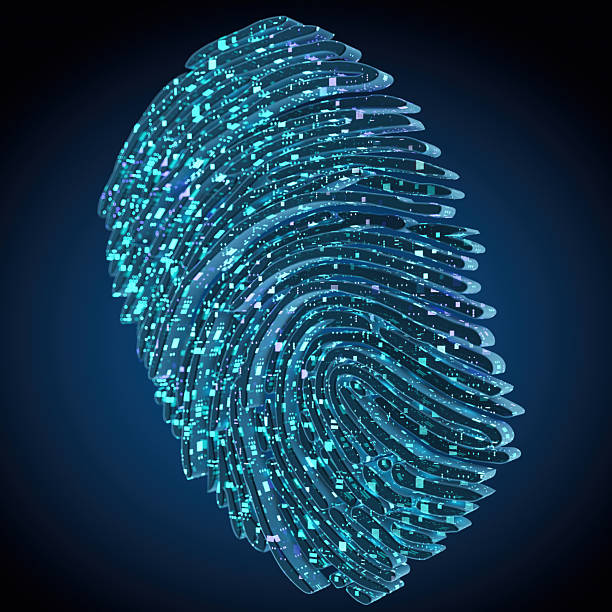 Biometric Digital Fingerprint for Cyber Security and Identity Scan. 3D Render