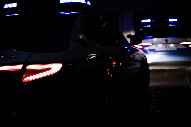 Padua, Italy - January 27, 2026. Italian Police in Padua during night security activity. Alfa Romeo \