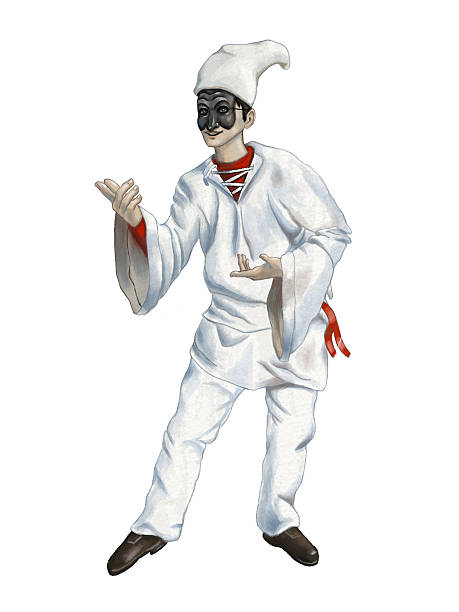 Pulcinella, traditional italian costume for the Carnival festivities. Digital illustration, my own artwork