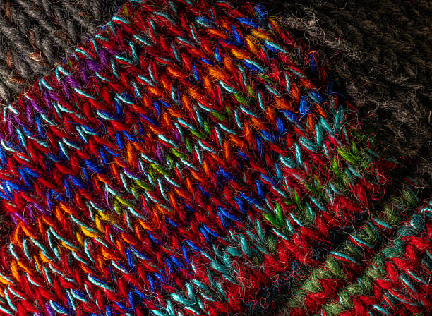 Abstract network made from colorful cotton yarn on white background
