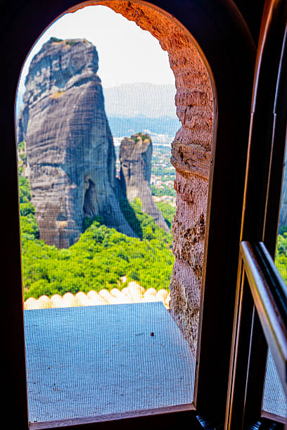 View from the window of the Roussanou Monastery, Meteora, Greece