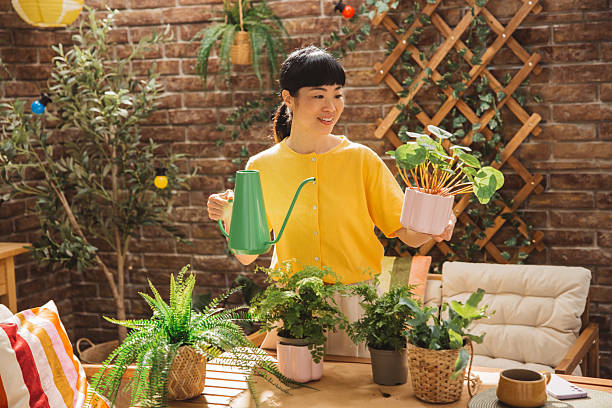 Woman spending time in garden.