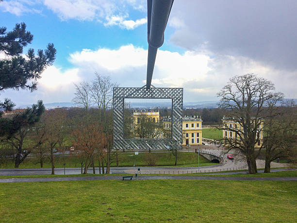 View of Orangery Palace in Karlsaue Park from high vantage point