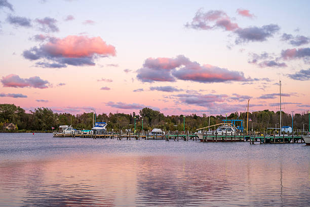 Ontonagon, USA - October 7, 2025. Ontonagon Village Marina at Sunset, Ontonagon, Michigan, USA