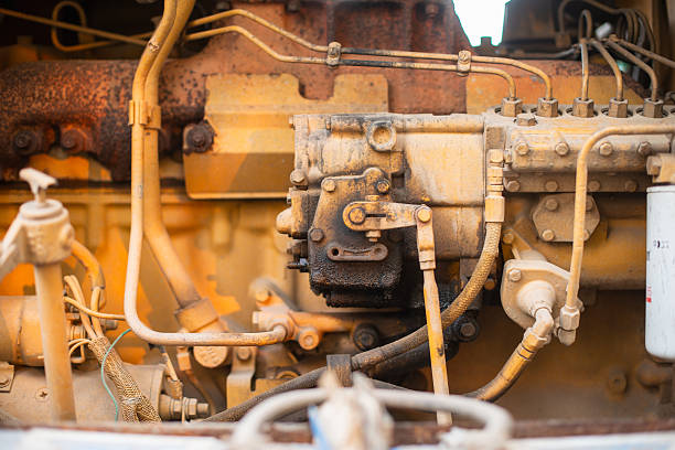 Explore intricate details of an industrial engine showcasing its mechanical components.