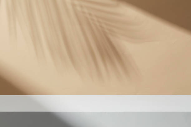 istock Beige pastel background featuring soft botanical shadows and clean surfaces for minimalist design use 2259685126