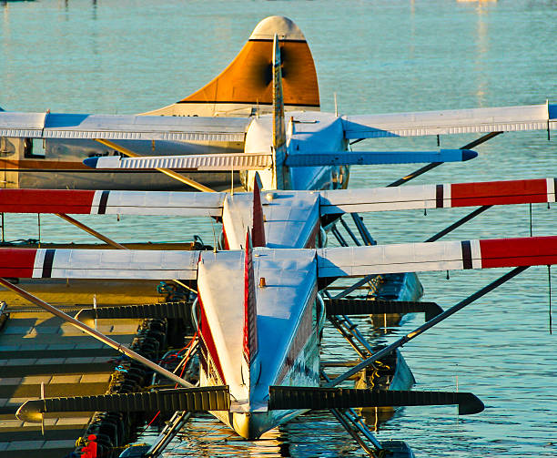 Float Planes Moored at Nanaimo Harbor, Vancouver Island, British Columbia, CAN