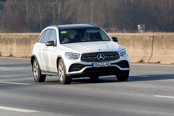 Medenbach, Germany - January 22, 2026: A Mercedes-Benz car on a highway nearby Wiesbaden, Germany. Mercedes-Benz is a German manufacturer of automobiles and trucks and a division of Daimler AG, formerly Daimler-Chrysler
