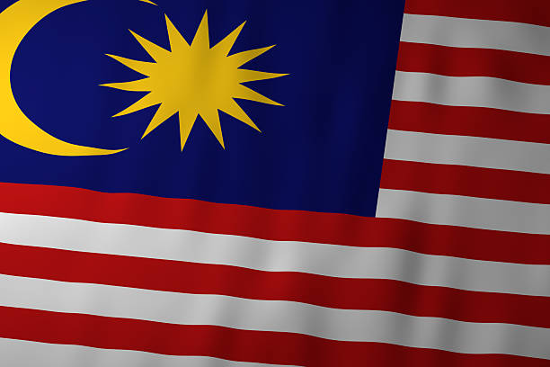 The national flag of Malaysia featuring red and white horizontal stripes with a blue canton displaying a yellow crescent and star. The image represents Malaysian sovereignty, national identity, and unity.