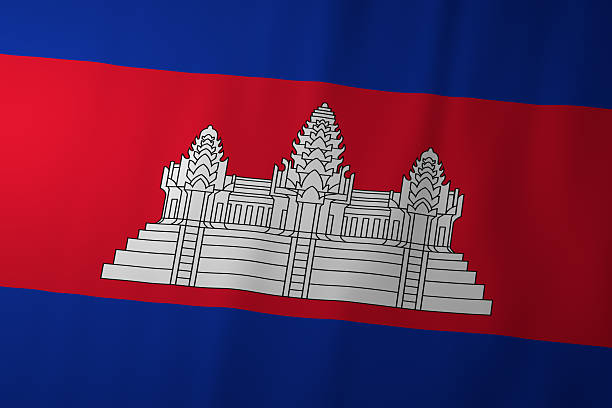 Cambodia flag waving background.