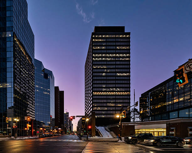 Hamilton, Ontario - Downtown Hamilton along King Street West at Twilight