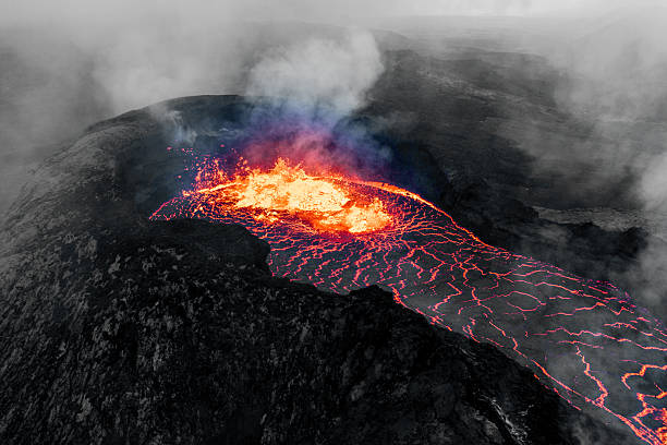 The eruption of Mount Lewotobi in East Flores Regency, Larantuka, Lewotobi volcano emits volcanic ash
