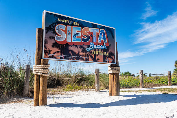 A desolate beach scene featuring old dock ruins, a cloudy sky, and caution signs adding mystery.